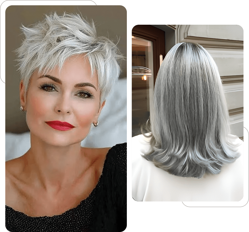 Elegant short and long gray hairstyles